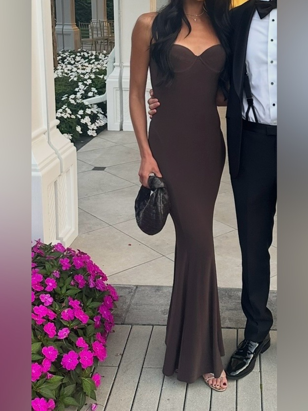 Norma Kamali Brown Strapless Maxi Dress